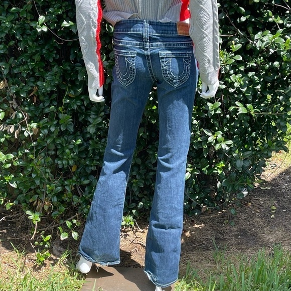 True Religion Dark Wash Low Rise Flare Leg Jeans - Picture 6 of 13